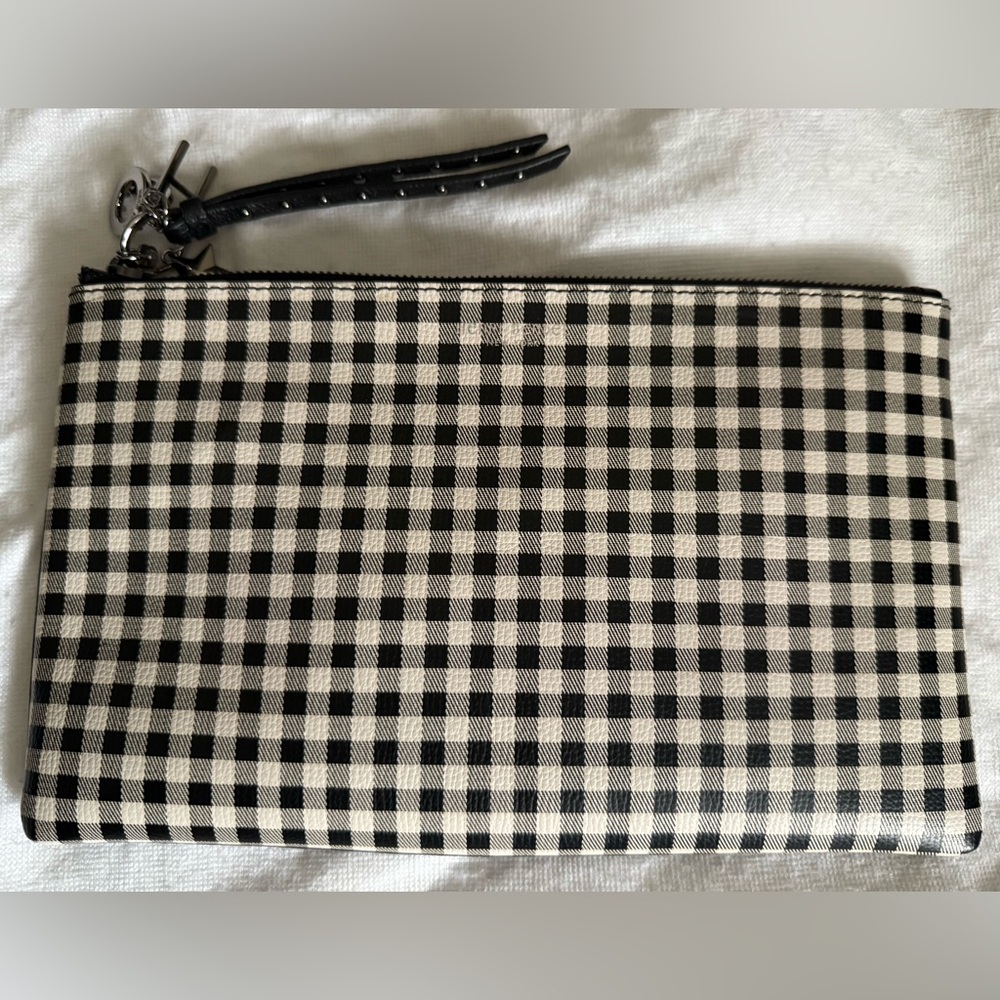 Henri Bendel Gingham Wristlet/Clutch with Charms 11x7